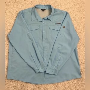 Eddie Bauer Button Down Shirt Mens XXL Blue Vented Lightweight Fishing Outdoor